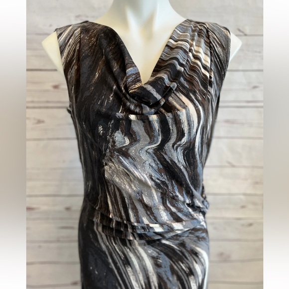 Nic +Zoe Draped Cowl Neck Sleeveless Side Ruched Dress MEDIUM Gray Blue NWT $154 - Picture 4 of 11